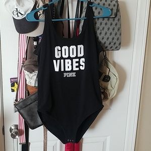 Pink Victoria's Secret Bodysuit in Black